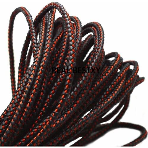 2m/lot approx 5mm Braided Leather Rope black String Cord with red steel wire cords For Jewelry Making Craft Jewelry Accessories