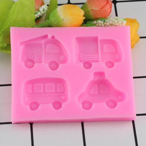 Car Shape Silicone Mold Baby Birthday Party Fondant Cake Decorating Molds DIY Baking Cookie Chocolate Candy Polymer Clay Mould