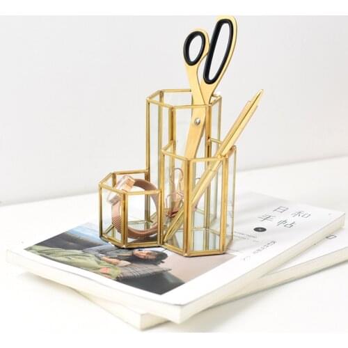 Nordic Home Office Glass Pen Holder Desk Organizer Storage pot maquillage pinceaux portapenne scuola подставка для ручек