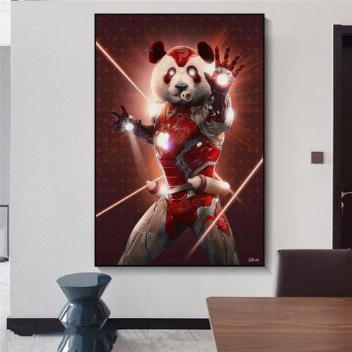 Modern Panda Warrior Canvas Painting Panda Canvas Poster and Print Picture Wall Art Cuadros Home Room Decoration