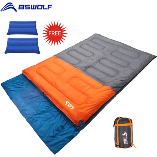 BSWolf Ultralight Camping Sleeping Bag Waterproof Keep Warm Double Adults Cotton Sleeping Bag For Outdoor Travel 2.2/3.0/3.5kg