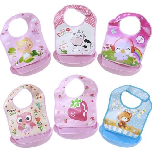 Baby Accessories Silica Gel Baby Bibs Waterproof Ring Scarf Reusable Cleaning Product Newborn Cartoon Bib Pocket Apron