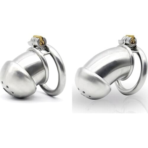 Stainless Steel Chastity Device Male Stealth Lock Cock Cage with Urethral Sound Cock Ring Penis Trumpet Cage Sex Toy For Men 266