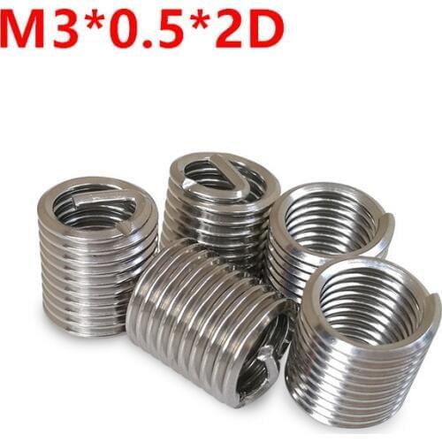 100pcs M3*0.5*2D Wire Thread Insert, m3x2D Wire screw sleeve, M3 Screw Bushing Helicoil Wire Thread Repair Inserts SUS304