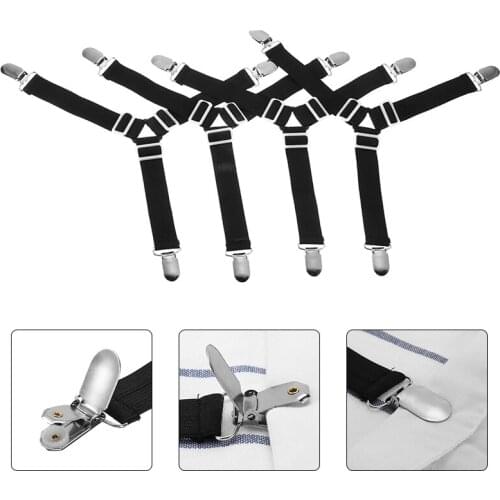 4pcs Adjustable Elastic Band Metal Bed Sheet Clips Home Tablecloth Mattress Fixing Holder Household Bedsheep Grippers