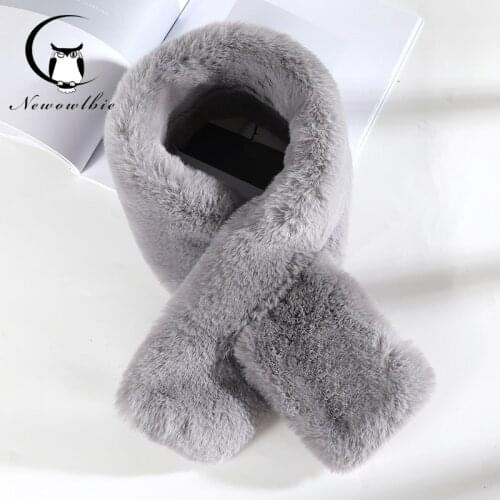Winter Cute Scarf Scarves Imitation Rabbit Fur Collar Scarf with Pompom Neck Solid Color Warmers Christmas Gift