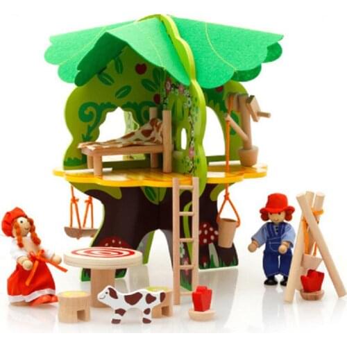 1Set 3D Children Wooden Toys DIY Tree House Disassembled Assembled Model Educational Toys Scene Play House Game