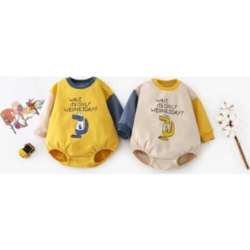 2020 Autumn Baby Boys Cartoon Dinosaur Romper