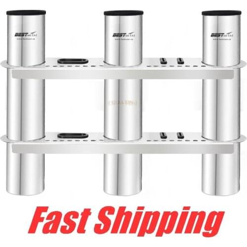 316 stainless steel 3 Tubes Link fishing rod holder marine fishing box racks holder for boat kayak yacht fishing rod socket rack