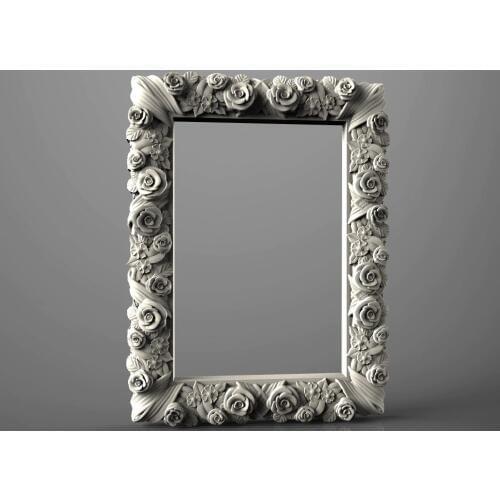 3d STL Model for CNC Router Engraver Carving Machine Relief Artcam Aspire "Roses Frame" (ES)