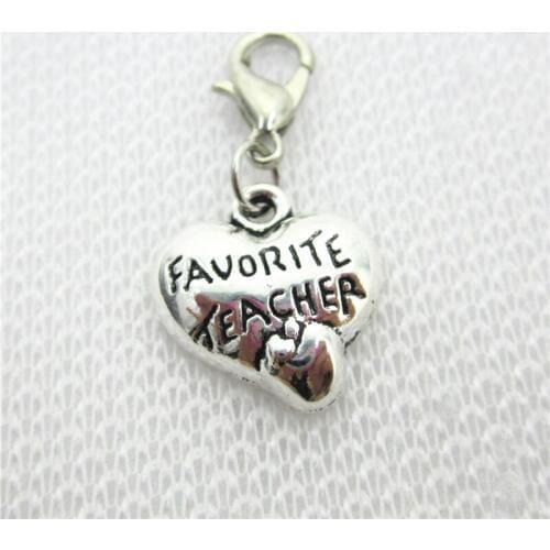 50pcs/lot Heart Favorite Teacher charms Hanging Charms Dangle Charms DIY Bracele&bangles Jewelry Accessory