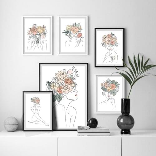 Abstract Woman Plant Fruit Light Color Wall Art Canvas Painting Nordic Posters And Prints Wall Pictures For Living Room Decor