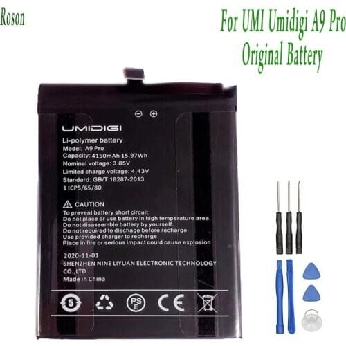 Roson for UMI Umidigi A9 Pro Battery 4150mAh 100% New Replacement Parts Phone Accessory Accumulators With Tools