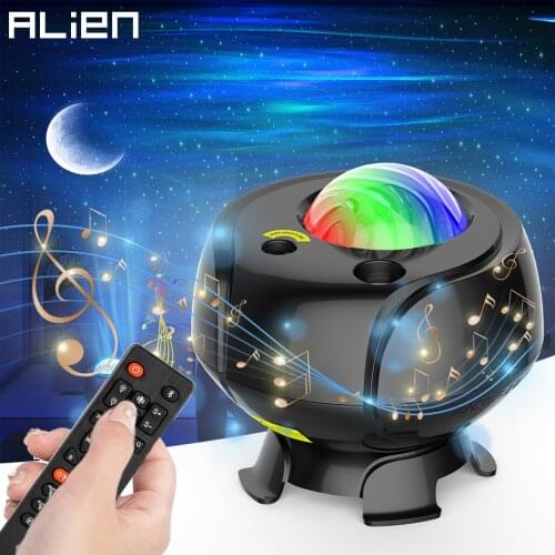ALIEN Aurora Star Light Galaxy Starry Sky Wave Laser Star Moon Projector with Music Speaker for Party Dance DJ Bedroom Children