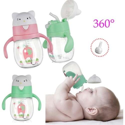 250ml Baby Feeding Cup with Straw Children Learn Feeding Drinking Bottle Kids Training Cup With Straw Taza De Bebe New