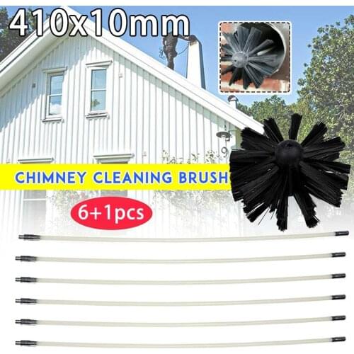 Chimney Cleaner 6 Rods 1 Brush Cleaning Tool Kit Inner Wall Sweeping 410*10mm