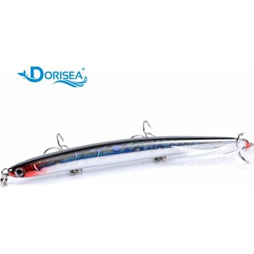 DORISEA 1PCS 11.7cm 11.8g Fishing Lure Hard Plastic ABS 3D Eyes Fishing Wobblers Crankbait VIB Sinking Pencil With Feather Hook