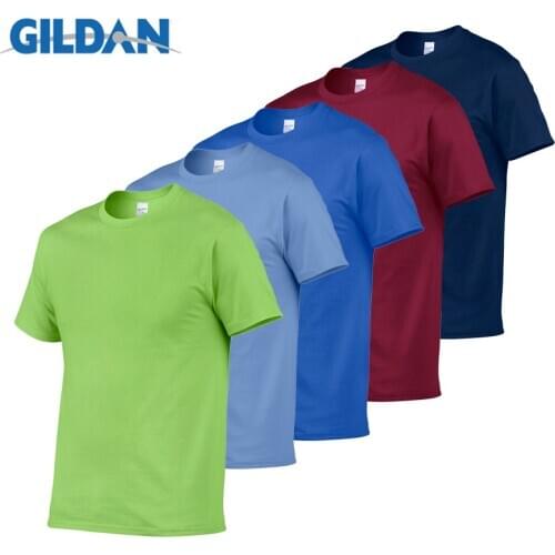Gildan Brand Summer Fashion Men Tshirts Cotton Casual Short Sleeve T shirt for Men Women O-Neck Tee Shirt Clothes Solid Tops Tee