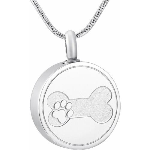 Engrave Paw Ash Holder Pet Cremation Urn Memorial Ash Keepsake Classic Round Animal Cremation Jewelry Pendant Necklace Unisex