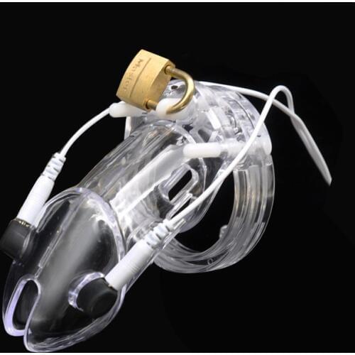 Happygo, Male Electro Chastity Device,Corona Cock Cage,with 5 Size Penis Ring,Cock Ring,Chastity Belt,A191-1