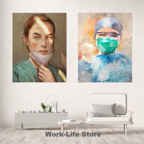 “cheer on” Canvas Prints Beautiful Medical Staff Poster Home Decor Abstract Art Canvas Painting Picture Aesthetic Tableau Mural