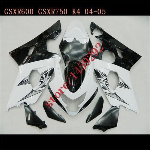 Motorcycle Fairing kits for A mold GSXR600 750 GSXR600 GSXR 750 K4 04 05 2004 2005 White/Black Fairings bodykit Ning