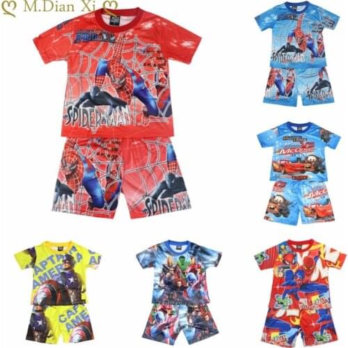 Boys Suit Short Sleeve Cartoon Fashion Childrens Clothing Summer Childrens Shorts Pajamas Suit Boys Home Service Suit