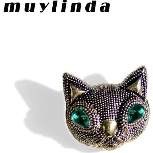 Muylinda Vintage Cute Cat Pins Metal Animal Brooches Coat Collar Brooch Jewelry Personalized Badge And Scarf Clip Accessories