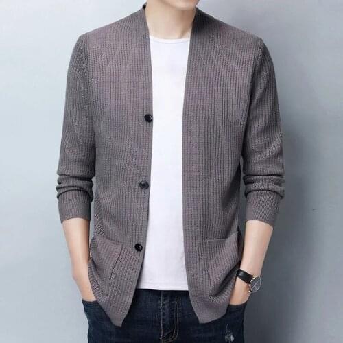 Cardigan Men Streetwear Fashion Knited Coat 2021 Autumn New Male Sweater Outwear Pocket Casual Solid Knitwear Sueter Masculino
