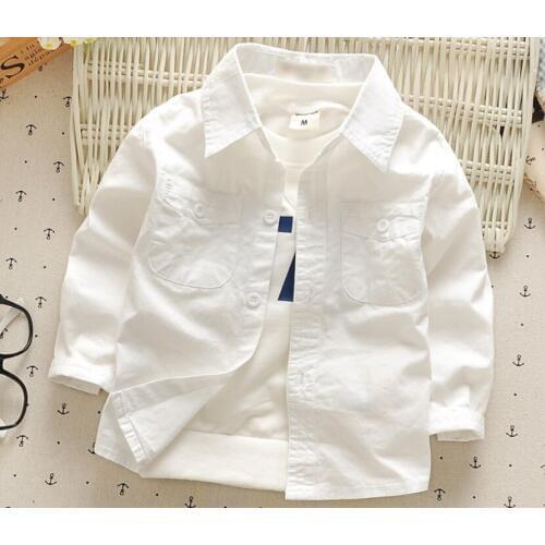 New Boys Shirt for Kids Fashion Clothes Baby Boys Long Sleeve White Shirts England Children Clothing Newborn Cotton Tops 1-4T