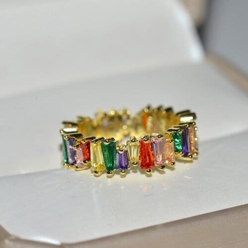 2021 New Ring Elegant Golden Silver Color Ring Zircon for Bridal Christmas Gifts for Women Jewelry Engagement Ring wedding ring