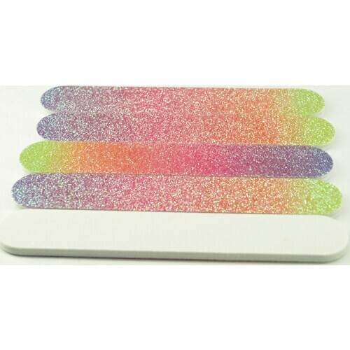 New! 50pcs high quality 120mm Gradule Glitter EVA nail files 150Grit White Sandpaper hot sale nail files Manicure nail art