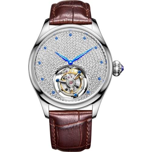 NEW Tourbillon Watch Automatic Mechanical Hollow Rhinestone Brand Luxury Men Watches Interesting Unique Personality Star Watches