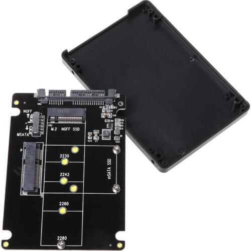 2In1 MSATA/M.2 NGFF to SATA3 Adapter Card Enclosure Box for 2.5" SSD PC Computer