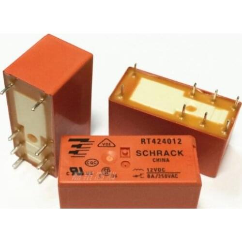 Power relays 10PCS/lo RT424005 RT424012 RT424024 RT424048 5V 12V 24V 48V 8A 8PIN Two sets of conversions Power
