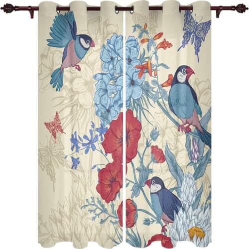 Modern Curtains Flower Bird Butterfly Retro Baby Room Bedroom Creative Curtains Kitchen Living Room Terrace Valance Curtains