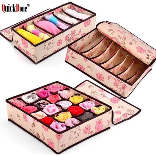 3Pcs/Set Bra Clothing Storage Bag Home Bedroom WardrobeFoldable Non-woven Underwear Box Socks Drawer Closet Organizer FY0057