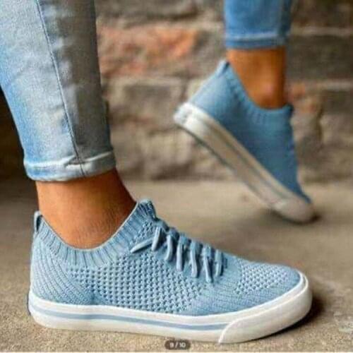Casual Pumps Womens European and American Flat Mesh Sports Flying Woven Slip-on Mesh Shoes Pumps