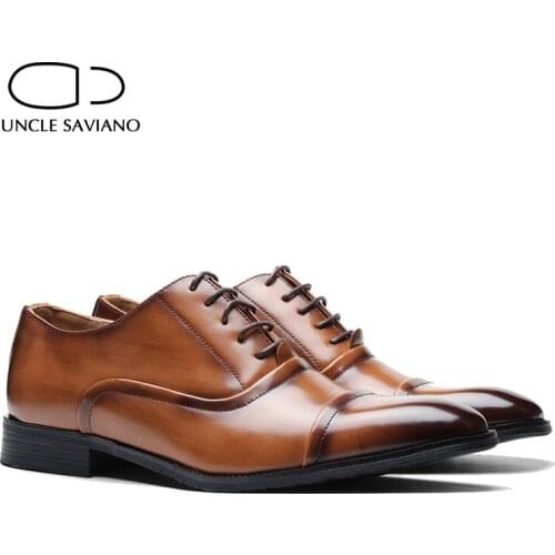 Uncle Saviano Oxford Business Style Man Shoe Dress Best Men Shoes Office Casual Original Genuine Leather Designer Mens Shoes