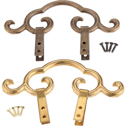 DRELD 1Pc Vintage Brass Antique Picture Painting Mirror Frame Hanger Hanging Hook Bronze Chinese Furniture Hardware 112*42mm