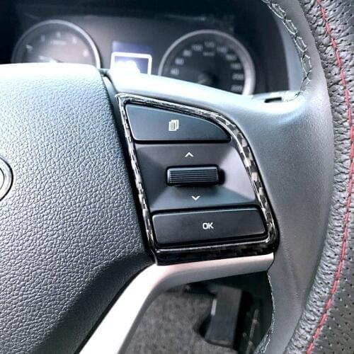 2pcs for Hyundai Tucson 2015-2017 Steering wheel decorate frame True carbon fiber sticker