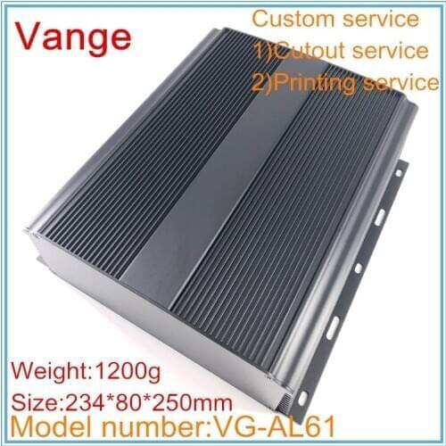 2pcs/lot wall-mounted extruded profiles project box 234*80*250mm 6063-T5 Aluminum diy enclosure case for signal launcher PCB