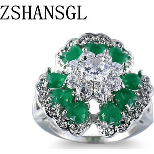 2021 Summer Solid 925 Sterling Silver Ring Flowers Design CZ Romantic Fashion Jewelry Rings For Women Best Gift For Girls