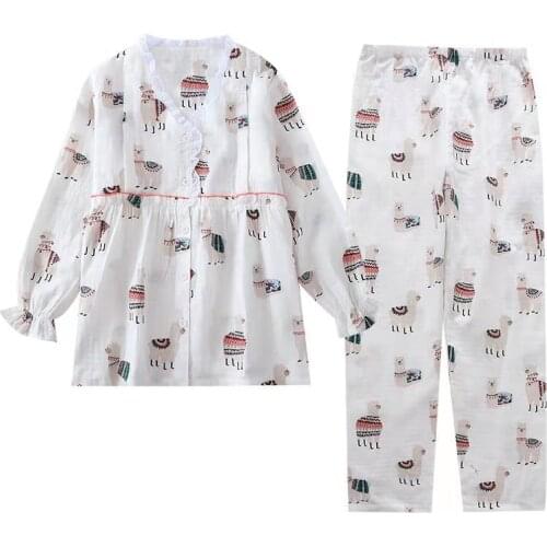 2021 Confinement Clothes Spring/Autumn Knitted Cotton Pajamas for Pregnant Women After Childbirth Breastfeeding and Nursing Suit