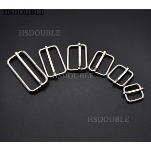 5pcs/pack Silver Metal Slides Tri-Glides Wire-Formed Roller Pin Buckles Strap Slider Adjuster Buckles