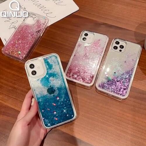 Glitter Quicksand Water Case For iPhone 11 12 Pro Max Mini XS 7 8 Plus XR X SE 2020 Transparent Soft Silicone Liquid Sand Cover