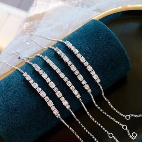 Aazuo Real 18K White Gold Real Oval Square Diamonds 1.2ct Fairy Luxury Bracelet For Woman Upscale Trendy Engagement Party Au750