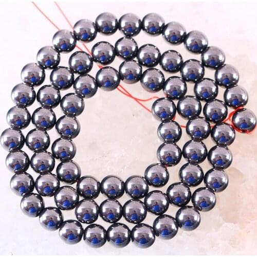 Black Round Magnetic Hematite Beads Fit Jewelry Making Necklace Bracelet Natural Stone 6MM 16" Strand (70 beads)