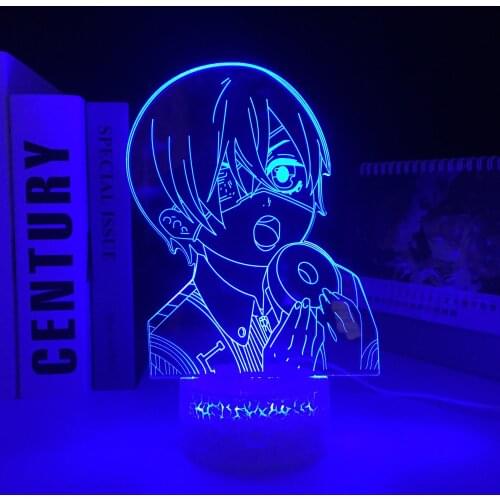Black Butler Anime 3D White Base Lamp for Bedroom Decor Nightlight Birthday Gift Manga Gadget Black Butler LED Night Light