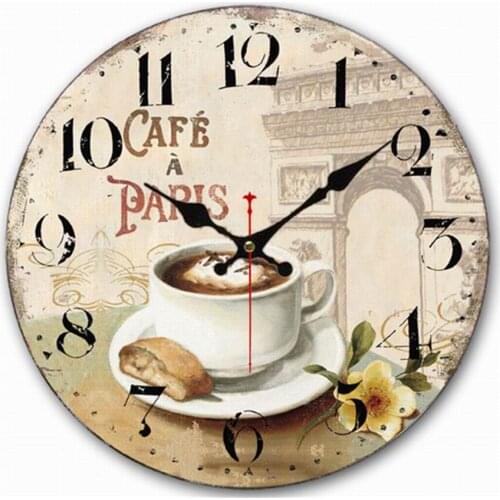 Wood Wall Clock 12 "vintage French Country Cafe Paris Kitchen Clocks Shabby Chic Large Decorative Roman Numerals Analog